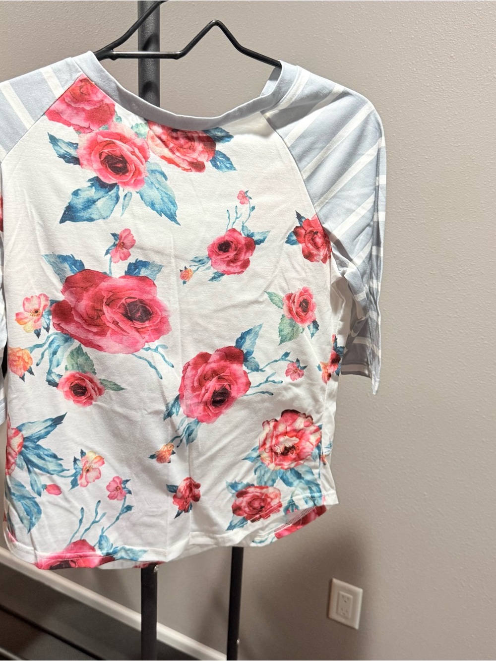 Floral Women's Tops - White with Pink Roses / Gray with Peach Flowers
